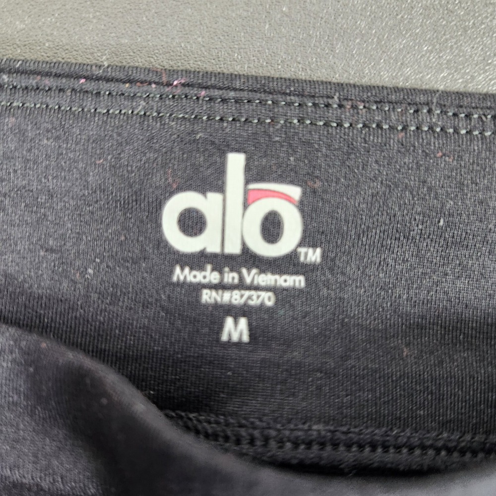 Alo Yoga Flare Leggings Black Blue Contrast Trim Bootcut Yoga Pants Women Medium - Picture 4 of 8